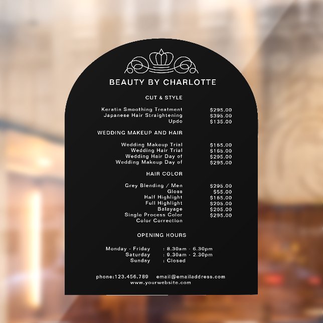 Elegant, Royal, Business Pricelist & Opening Hours (Sheet 2)