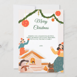Elegant Royal Cosy Family Winter Christmas Card