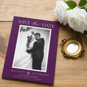 Elegant Royal Crimson Photo Save The Date Invitation
