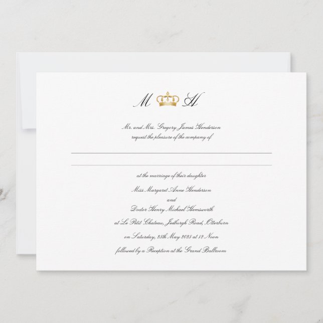 Elegant Royal Crown Wedding Invitation (Front)