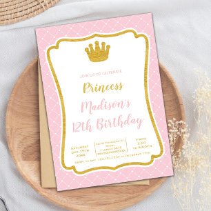 Elegant Royal Frame Party Card for Girls