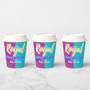 Elegant Royal Gender Reveal Purple & Blue Paper Cups