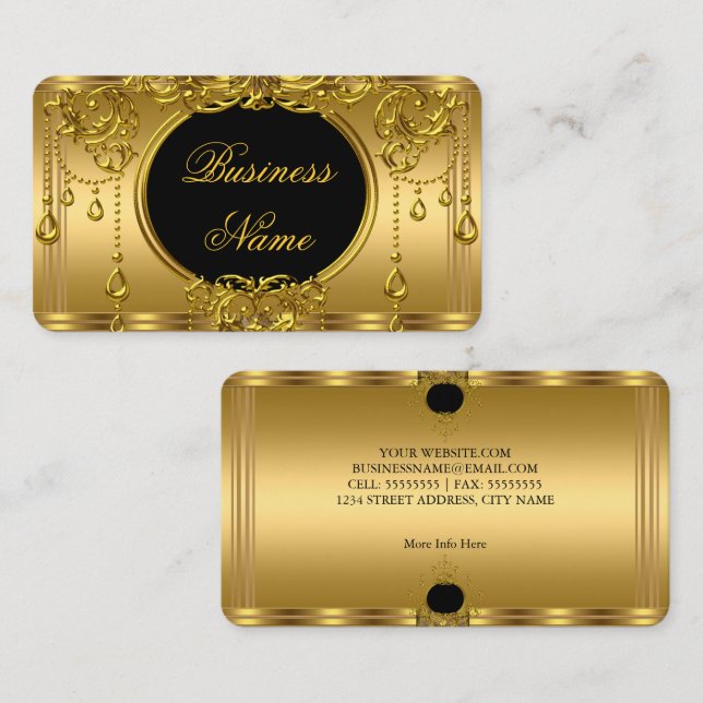 Elegant Royal Gold and Black Business Card (Front/Back)