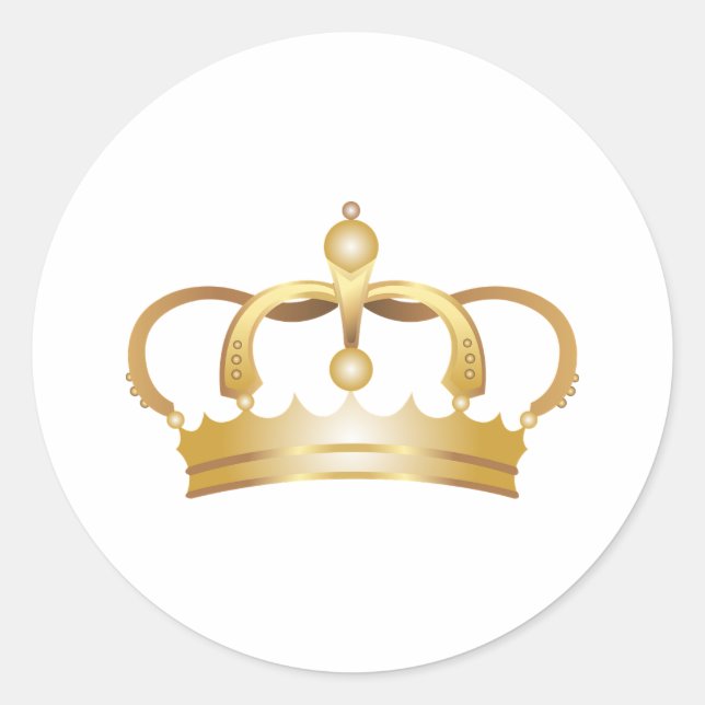 Elegant Royal Gold Crown Classic Round Sticker (Front)