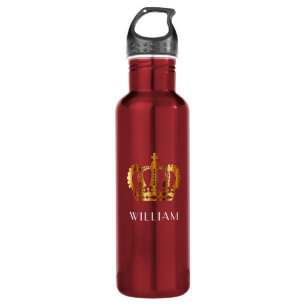 Elegant Royal Gold Crown Name Red 710 Ml Water Bottle