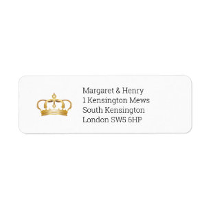 Elegant Royal Gold Crown Return Address Labels