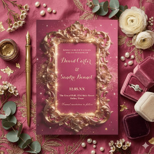 Elegant Royal Gold & Pink Modern Wedding Save The Date