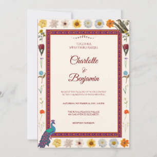 Elegant Royal Indian Peacock Wedding Invitation