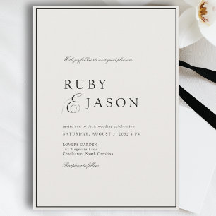 Elegant Royal Ivory & Black  Wedding Invitation