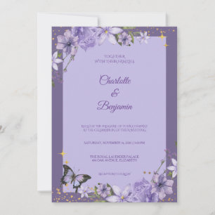 Elegant Royal Lavender Purple Floral Wedding Invitation