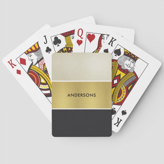 ELEGANT ROYAL PEARL SILVER GOLD BLACK STRIPS PLAYING CARDS (Back)