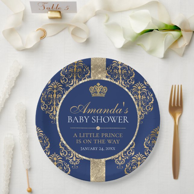Elegant Royal Prince Baby Shower Paper Plate (Wedding)