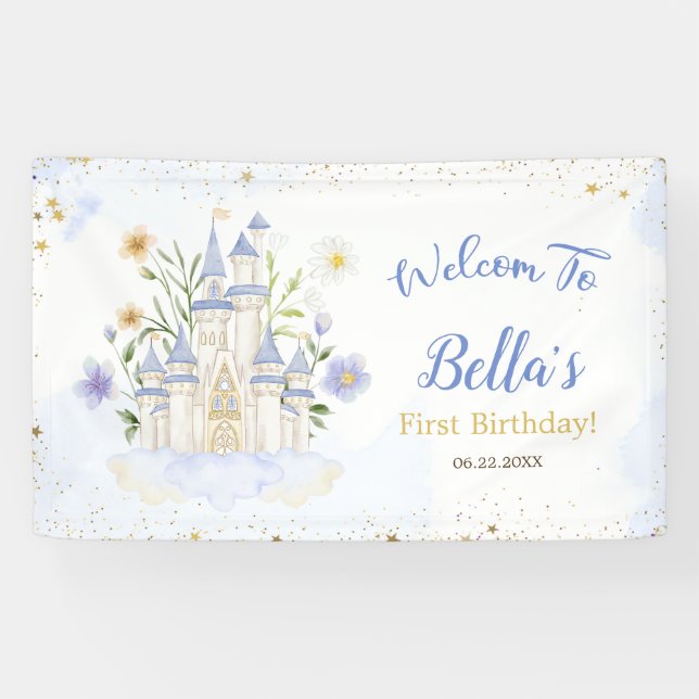Elegant Royal Princess Castle Birthday Party  Banner (Horizontal)