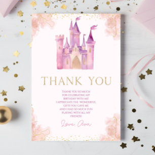 Elegant Royal Princess Castle Birthday Party Thank You Card