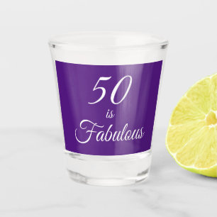 Elegant Royal Purple 50 is Fabulous Birthday Shot Glass