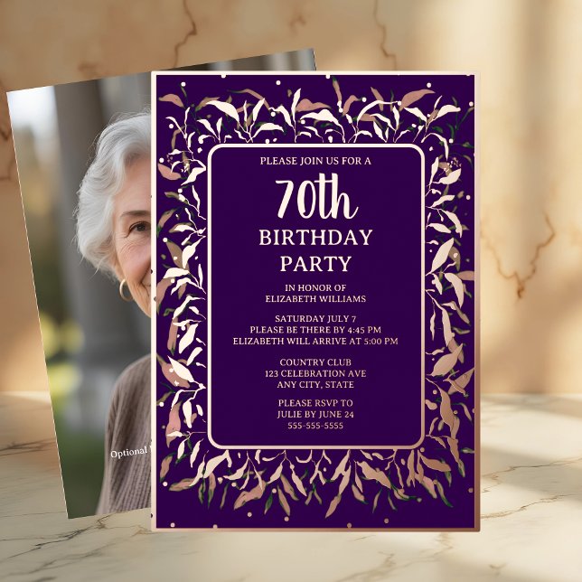 Elegant Royal Purple 70th Custom Birthday Party  (Creator Uploaded)