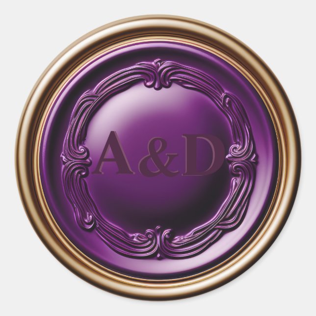 Elegant Royal Purple and Gold Wax Seal Wedding  (Front)
