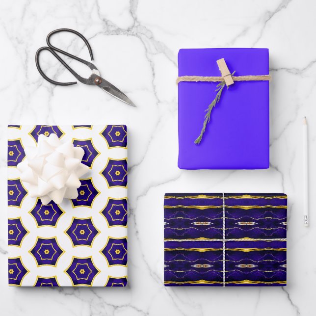 Elegant Royal Purple and Gold  Wrapping Paper Sheet (Front)