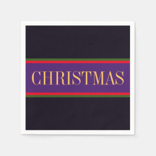 Elegant Royal Purple Black CHRISTMAS Stripes Napkin