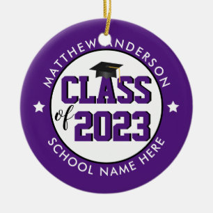 Elegant Royal Purple Class of 2023 Graduation Ceramic Tree Decoration