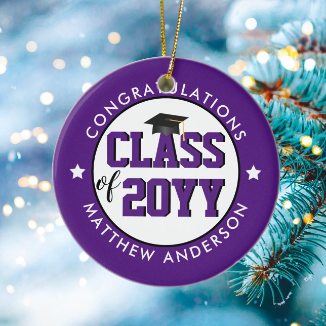 Elegant Royal Purple Class of 2023 Graduation Ceramic Tree Decoration (Creator Uploaded)