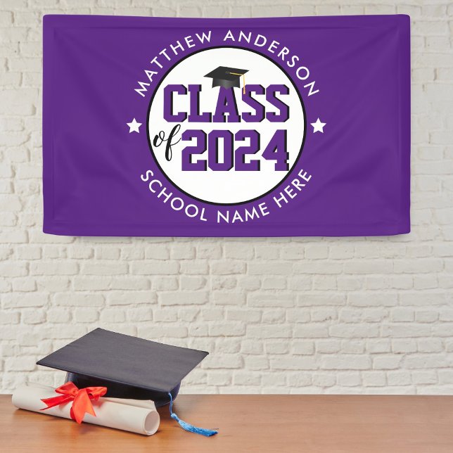 Elegant Royal Purple Class of 2024 Graduation Banner (Creator Uploaded)
