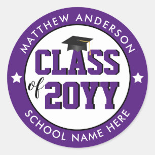 Elegant Royal Purple Class of 2024 Graduation Classic Round Sticker