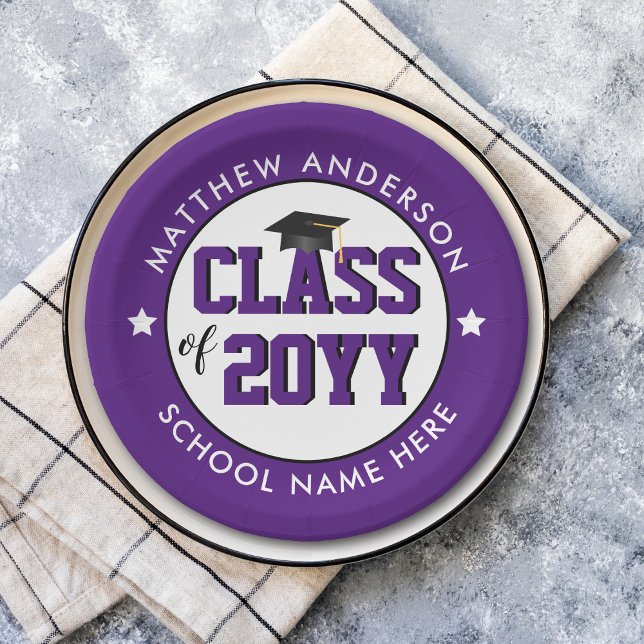 Elegant Royal Purple Class of 2026 Graduation Paper Plate (Creator Uploaded)