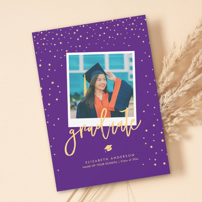 Elegant Royal Purple Graduate Photo Graduation Announcement (Creator Uploaded)