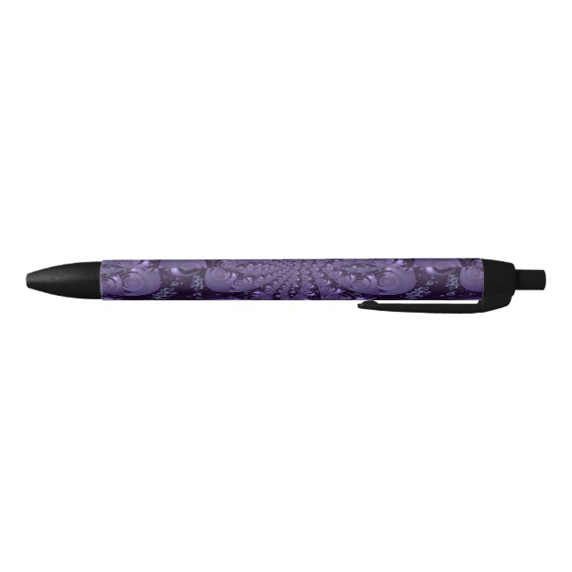 Elegant Royal Purple Liquid Sparkle Black Ink Pen (Bottom)