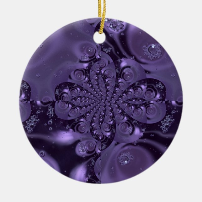 Elegant Royal Purple Liquid Sparkle Ceramic Tree Decoration (Front)