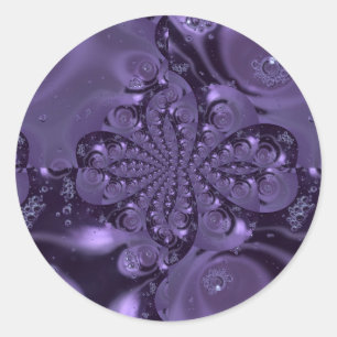 Elegant Royal Purple Liquid Sparkle Classic Round Sticker
