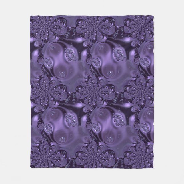 Elegant Royal Purple Liquid Sparkle Fleece Blanket (Front)