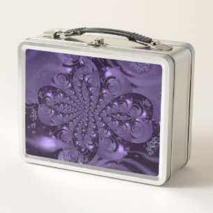 Elegant Royal Purple Liquid Sparkle Metal Lunch Box