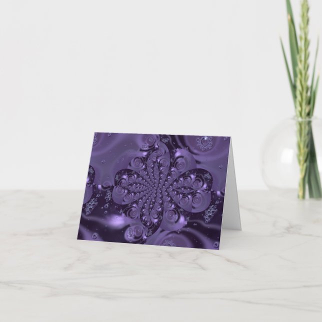 Elegant Royal Purple Liquid Sparkle Note Card (Front)
