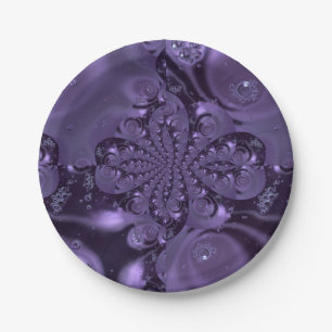 Elegant Royal Purple Liquid Sparkle Paper Plate