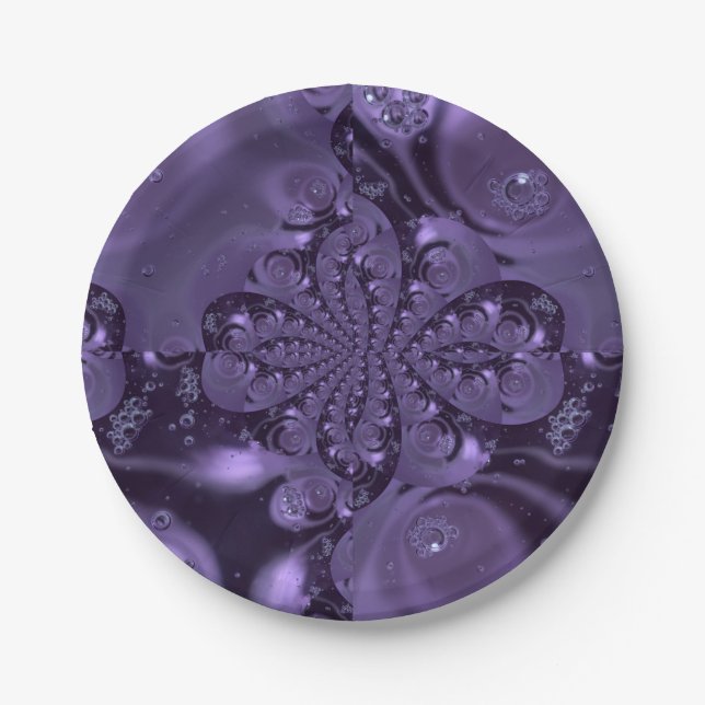 Elegant Royal Purple Liquid Sparkle Paper Plate (Front)