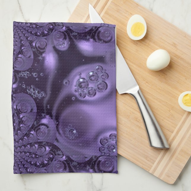 Elegant Royal Purple Liquid Sparkle Tea Towel (Quarter Fold)