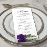 Elegant Royal Purple Rose with Reflections Wedding Menu<br><div class="desc">This beautiful menu will add some style to your wedding reception. It features a beautiful and romantic design with a single deep royal purple coloured rose lying on its side reflecting in a pool of water with waves and ripples. There is space for the names of the couple and wedding...</div>