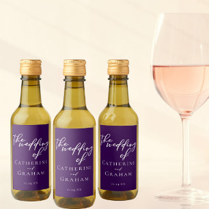 Elegant Royal Purple Wedding Personalised Mini Wine Label