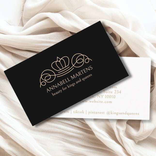 Elegant, royal, salon, black+beige business card (Elegant, royal, salon, black+beige business card)