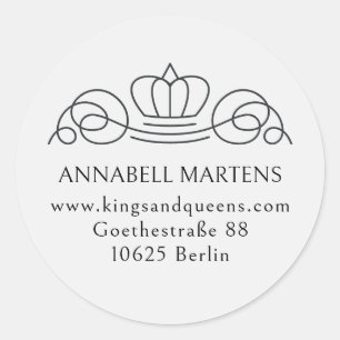Elegant, royal, salon, lightgrey + black classic round sticker