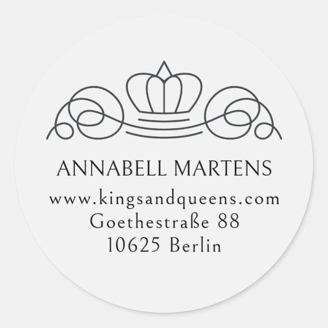 Elegant, royal, salon, lightgrey + black classic round sticker (Front)