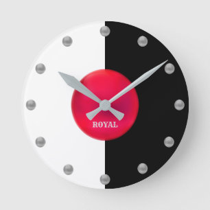 Elegant Royal Silver Dots Round Clock