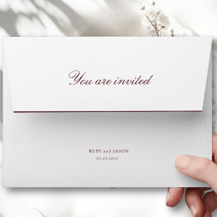 Elegant Royal White & Burgundy Wedding Envelope