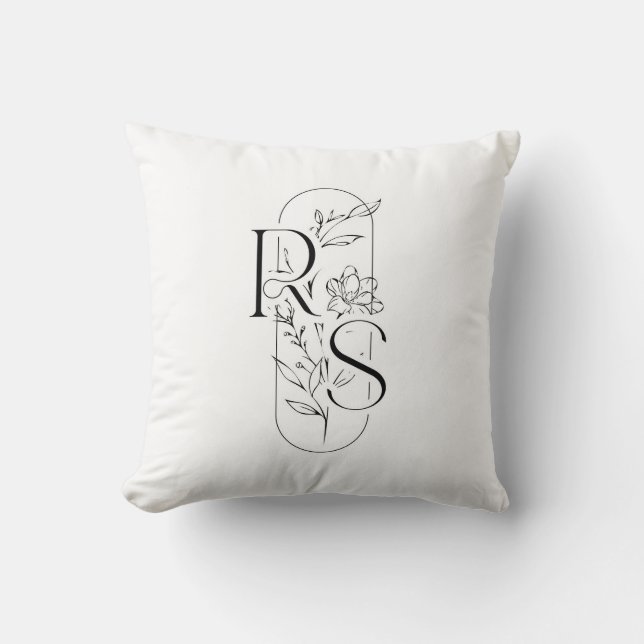 Elegant RS Floral Monogram with Freesia Cushion (Front)