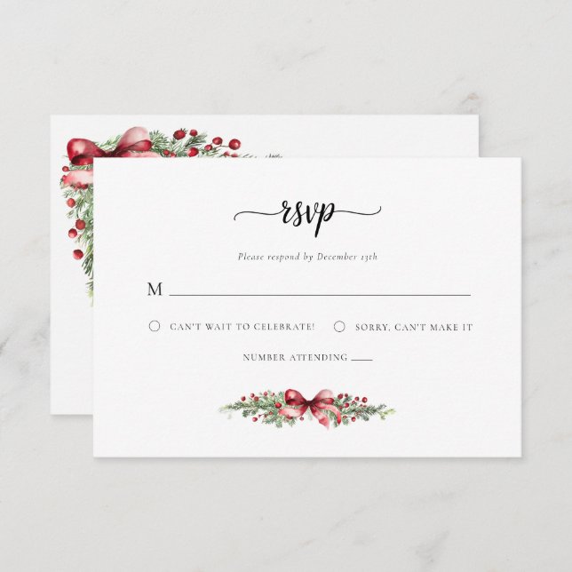 Elegant RSVP Christmas Card (Front/Back)