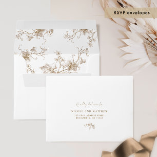 Elegant RSVP Envelope Floral Beige Cream Wedding 