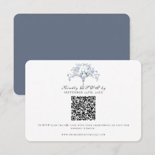 Elegant RSVP French Toile Navy Blue n White Doves Card