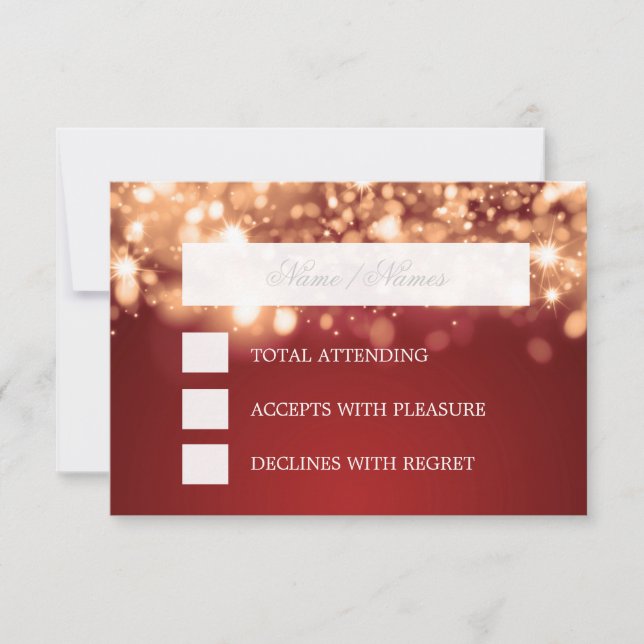 Elegant RSVP Gold Sparkling Lights Card (Front)